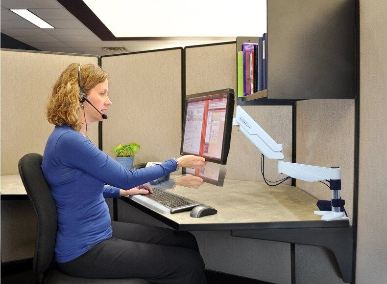 Ergonomic 10-27" Full Rotation Desktop Monitor Holder Gas Spring Arm TV Mount Free Lifting Bracket Loading 1.5-10kgs White black