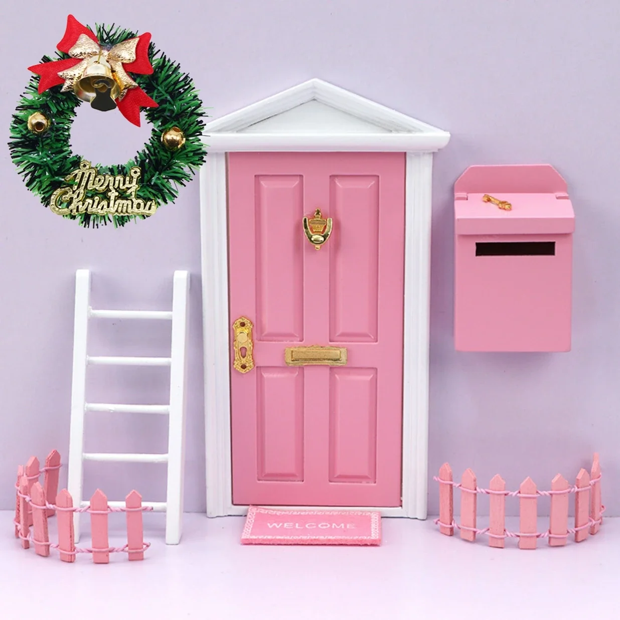 Porte d'elfe Miniature en bois, porte féerique, Mini maison, accessoires, jouet de jeu, pour enfants, meubles, Simulation Miniatures: vert militaire