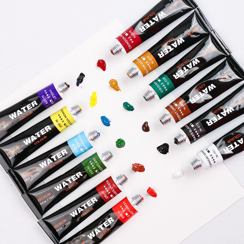 12/24 Kleur 12Ml Aluminium Buis Aquarel Verf Set Voor Kinderen Diy Student Beginners Praktijk Tekening Art Supplies