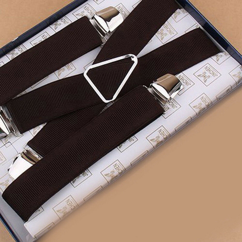 4 Clips Schwarz Farbige herren Hosenträger Für Männer 2,5 cm frauen Hosen Mit Einstellbare Hosenträger Grau