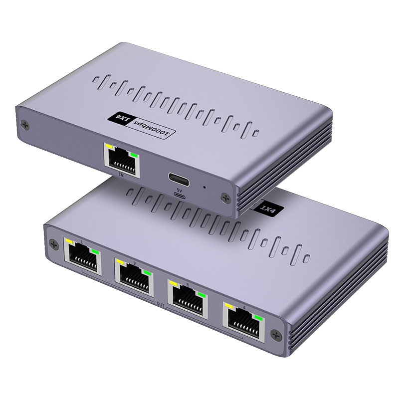 Rj45 divisores de cabo de rede, 1 to switches ethernet gigabit de 4 portas, 2 adaptadores de expansão de internet lan de 1000 mbps ,  rj45 conversores de rede.: Default Title