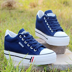 Frauen Plattform Turnschuhe Frau Keil lässig Schuhe Atmungs Trainer Weibliche Turnschuhe Frau Gittergewebe Schuhe: Blau-D / 40