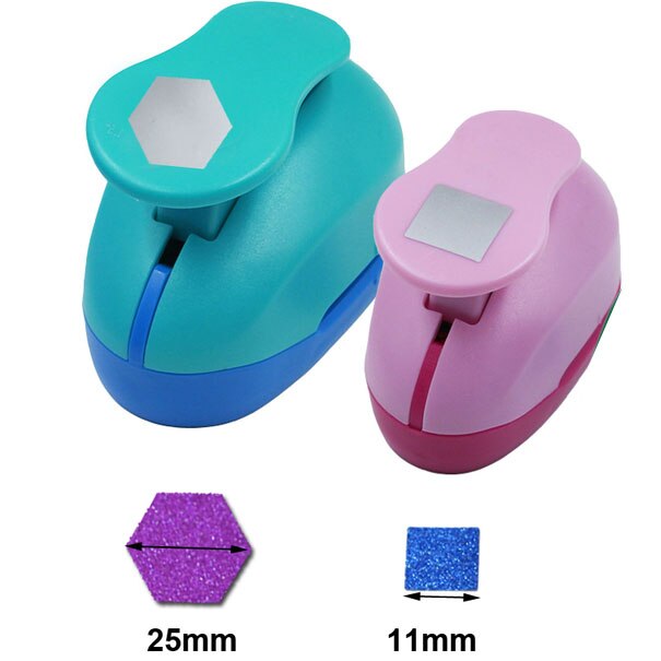 Christmas Snow Punch Craft 2pcs Snowflake (1pc 5/8&quot; and 1pc 1&quot;) hole punch set Scrapbook Paper Puncher Children&#39;s diy: Hexagon Squarer