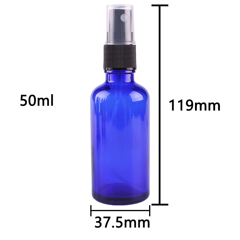 12pcs 50ml Cobalt Blue Glass Spray Bottle w/ Black Fine Mist Sprayer essential oil bottles empty cosmetic containers