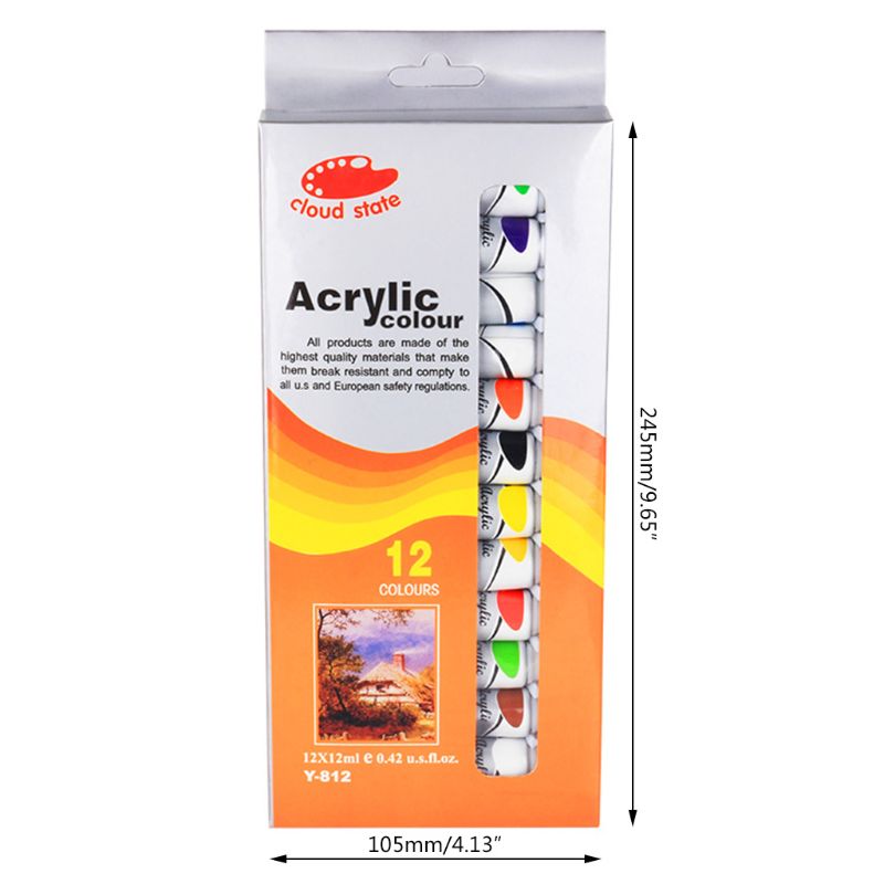 12 x 12mL Heavy Body Colors Rich Pigments Acrylic Paint Set for Painting Canvas Arts Crafts Unique for Kids Adult
