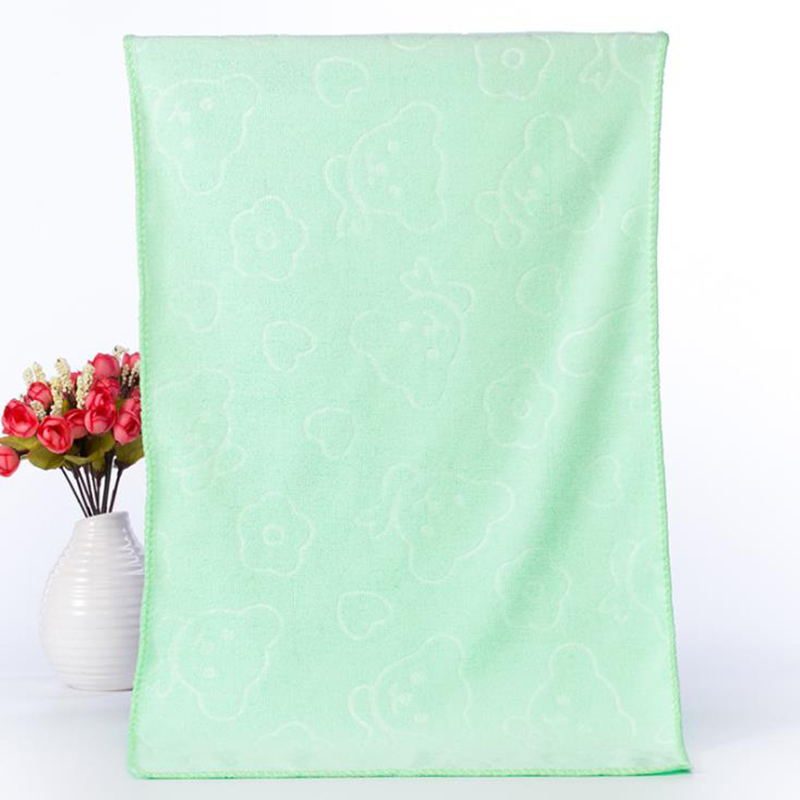 35*75 Cm Fiber Sneldrogende Handdoek Beer Cartoon Microfiber Absorberende Strand Handdoeken Keuken Schone Absorberende Handdoeken effen Kleur: Groen