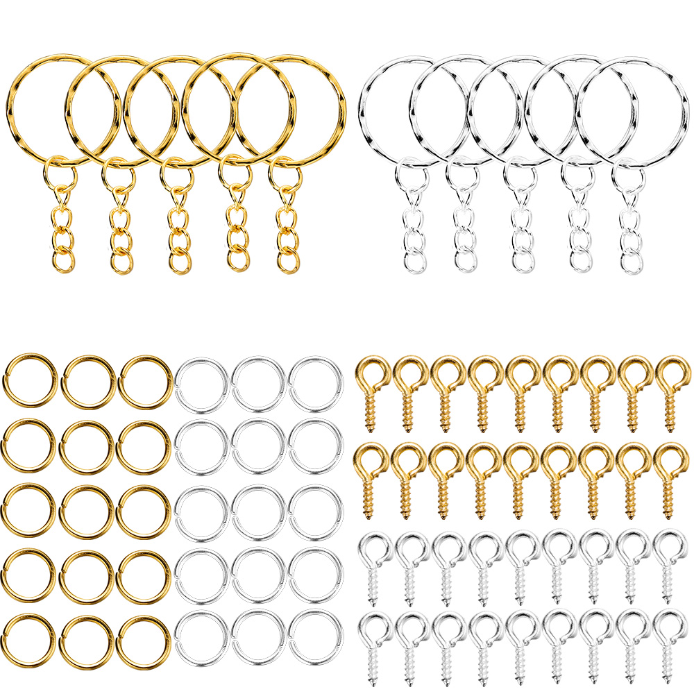 110/220pcs/Set Keychain Open Jump Rings Eye Pins Jewelry Making Accessories Kits for DIY Epoxy Resin Key Chain Key Ring Pendants: 8 cm / Khaki