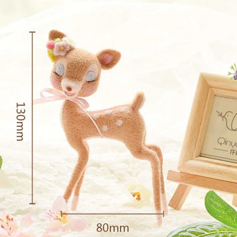 1 Juego de manualidad de fieltro de lana con ciervo, muñeca de juguete DIY sin terminar, juego de animales para manualidades, para Material de aguja, bolsa, conjunto de Shiba Inu