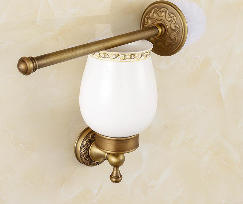 Juegos de accesorios tallados de latón antiguo para baño, accesorios de baño de bronce cepillado europeo, latón macizo tallado, producto para baño gy5: brush holder