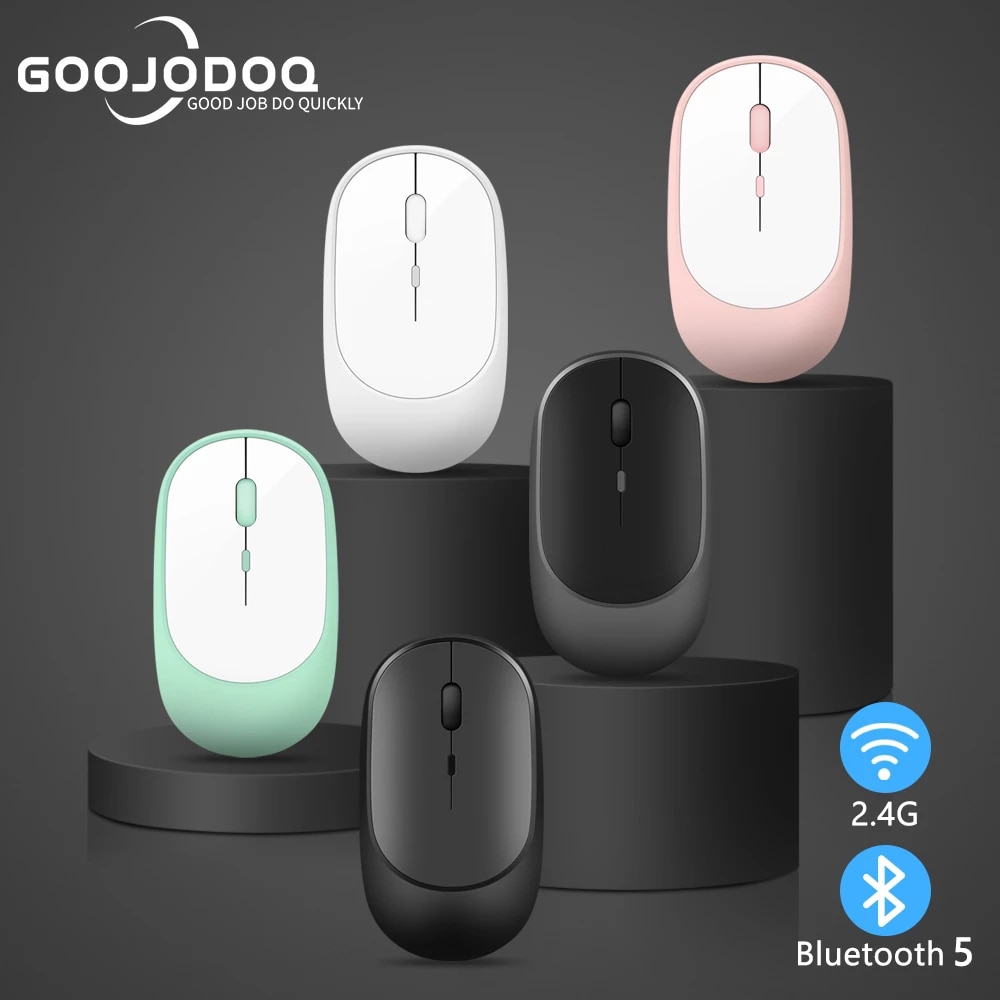 Bluetooth Mouse 2.4G Wireless Rechargeable Mouse Gaming Computer Charing Thin Portable 3 Adjustable DPI Mause for Mac iPad PC