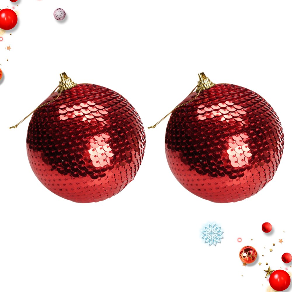 2 Stuks Delicate Kerst Decoratie Lovertjes Gouden Decoratieve Kerstballen Kerstboom Ornamenten Endant (Rood)