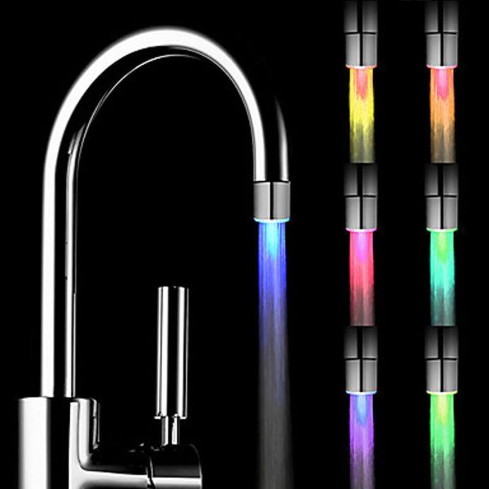 Led Temperature Sensitive 3-color Light-up Faucet Kitchen Bathroom Glow Water Saving Faucet Aerator Tap Nozzle Shower Bathroom