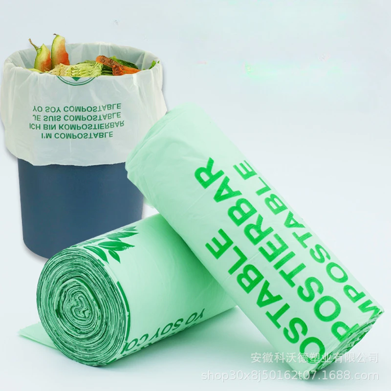 50 Stuks 6/8/10L/30L Platte Vuilniszakken Biologisch Afbreekbare Vuilniszakken Huishoudelijke Composteerbare Vuilnis Liners Zakken voor Keuken