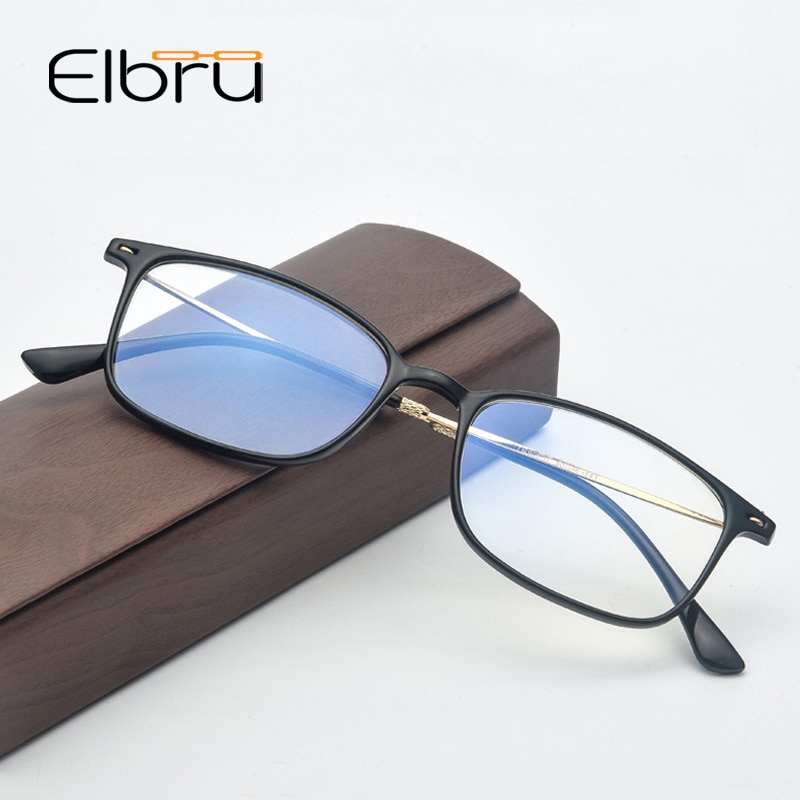 Elbru heren dames retro vierkante/ovale bril brilmontuur anti-blauw licht blokkerende computerbril lichtgewicht cat eye bril