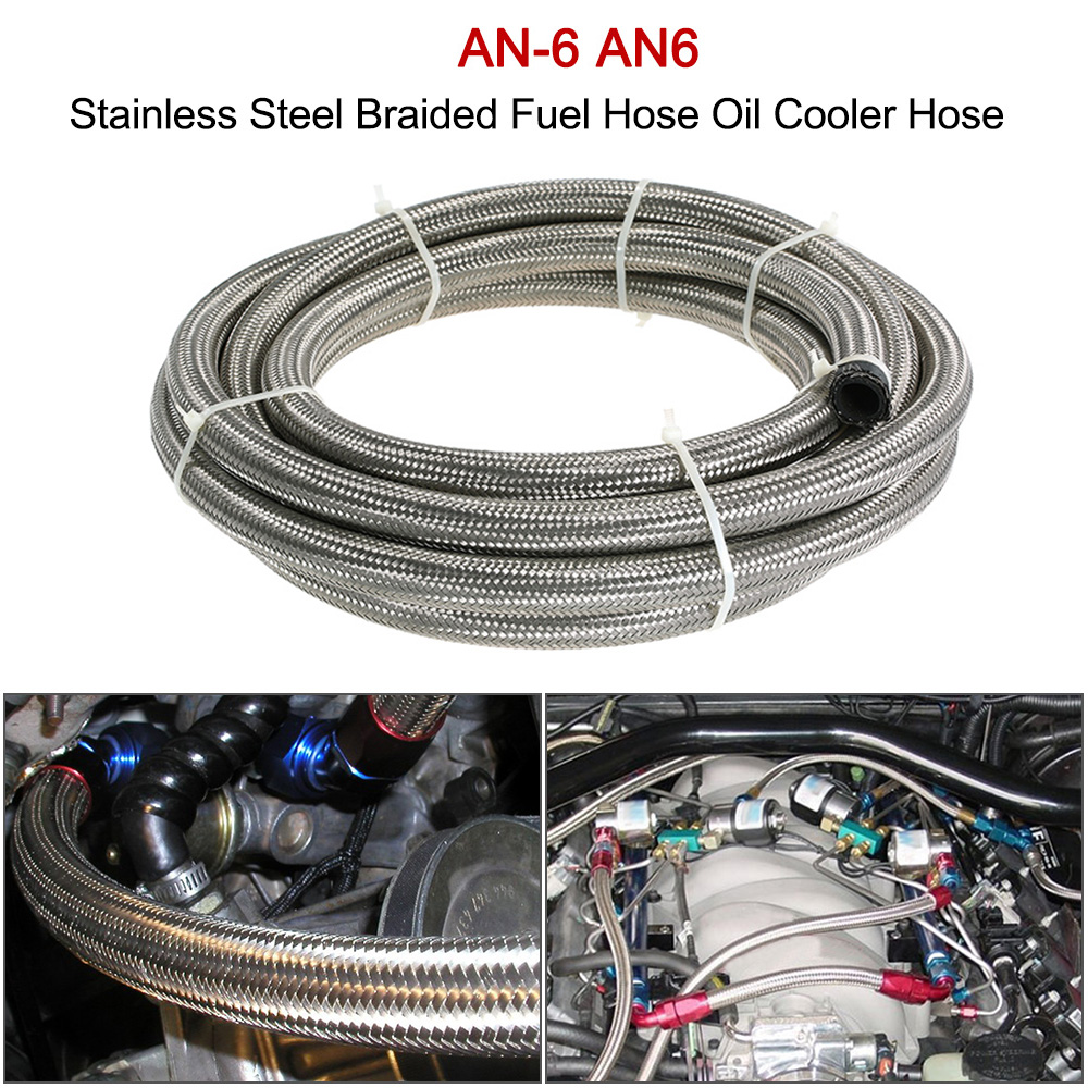 1.5M 2M 3M Car Fuel Hose Stainless Steel Braided Hose AN6 Fuel Hose Oil Cooler Hose Car Engine Part Car Accessories