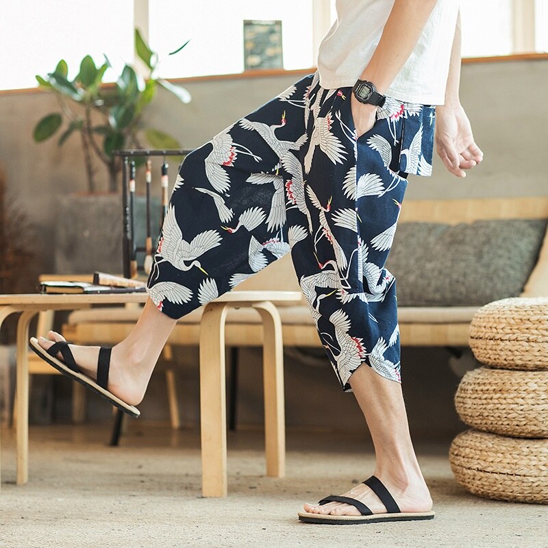 Online chiński sklep letnie spodnie Harem spodnie kimona Plus rozmiar luźne chińskie spodnie człowiek azjatyckie Streetwear Kimono spodnie FF2743