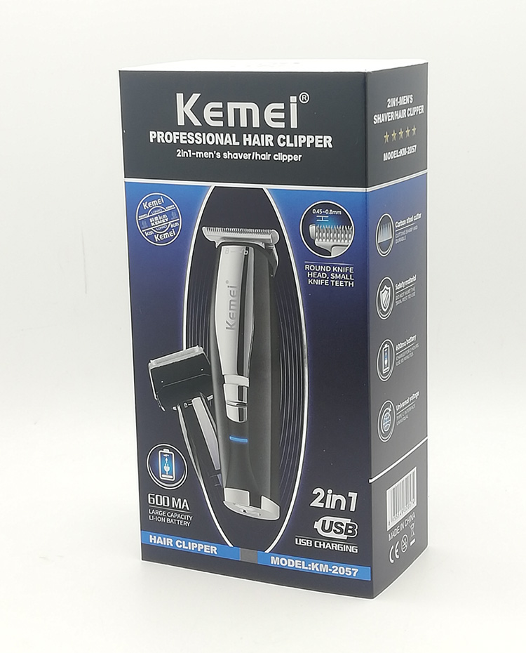 Kemei 2 in 1 Haar Bart Trimmer Elektrische Rasierer für Männer 0mm Glatze Haar Haarschneidemaschine Kolben Rasiermesser beenden Rasieren maschine: Grau