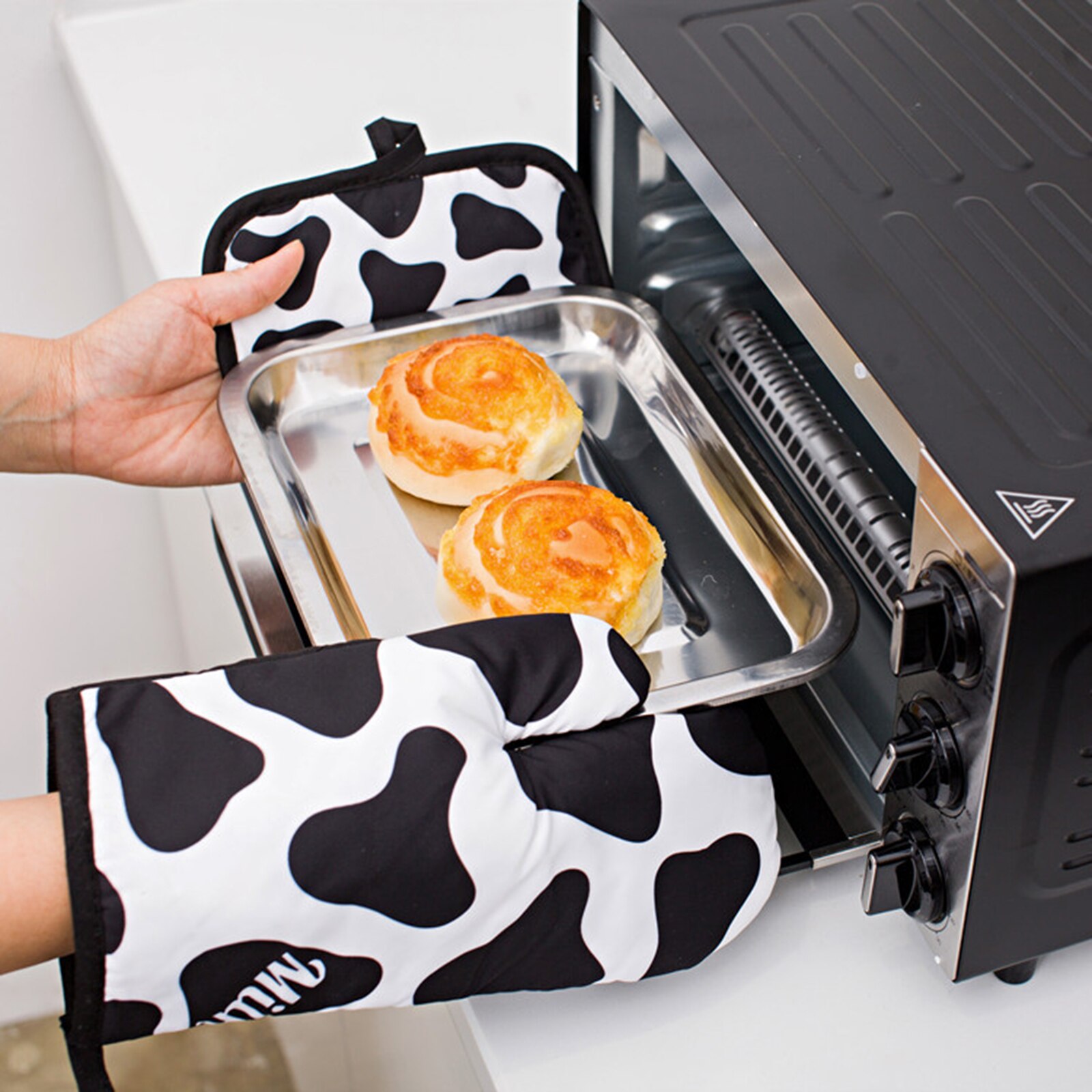 Dikker Ovenwanten En Pannenlappen Set, Zebra Luipaard Melk Printing Hittebestendige Keuken Waterdicht Met Innerlijke Katoen Laag