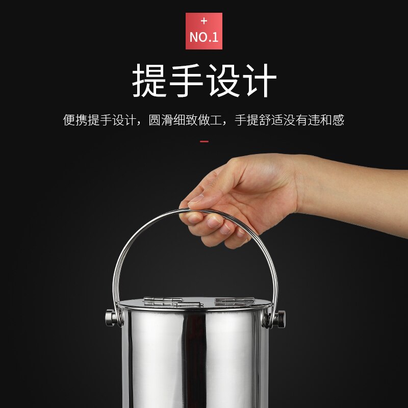 Thickened Stainless Steel Clamshell Sugar Buckets,With Lid Portable Ice Buckets,Milk Tea Shop Cold Drink,Wine Coolers Chillers