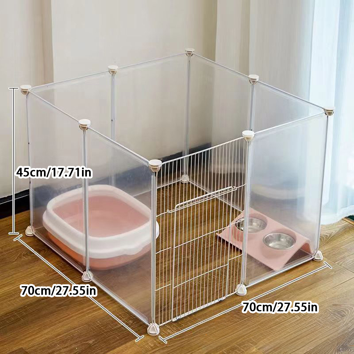 Clear dog cage Dog Villa cage Home indoor free space with door Small dog isolation fence Puppy Teddy Pomeranian dog cage: WHITE