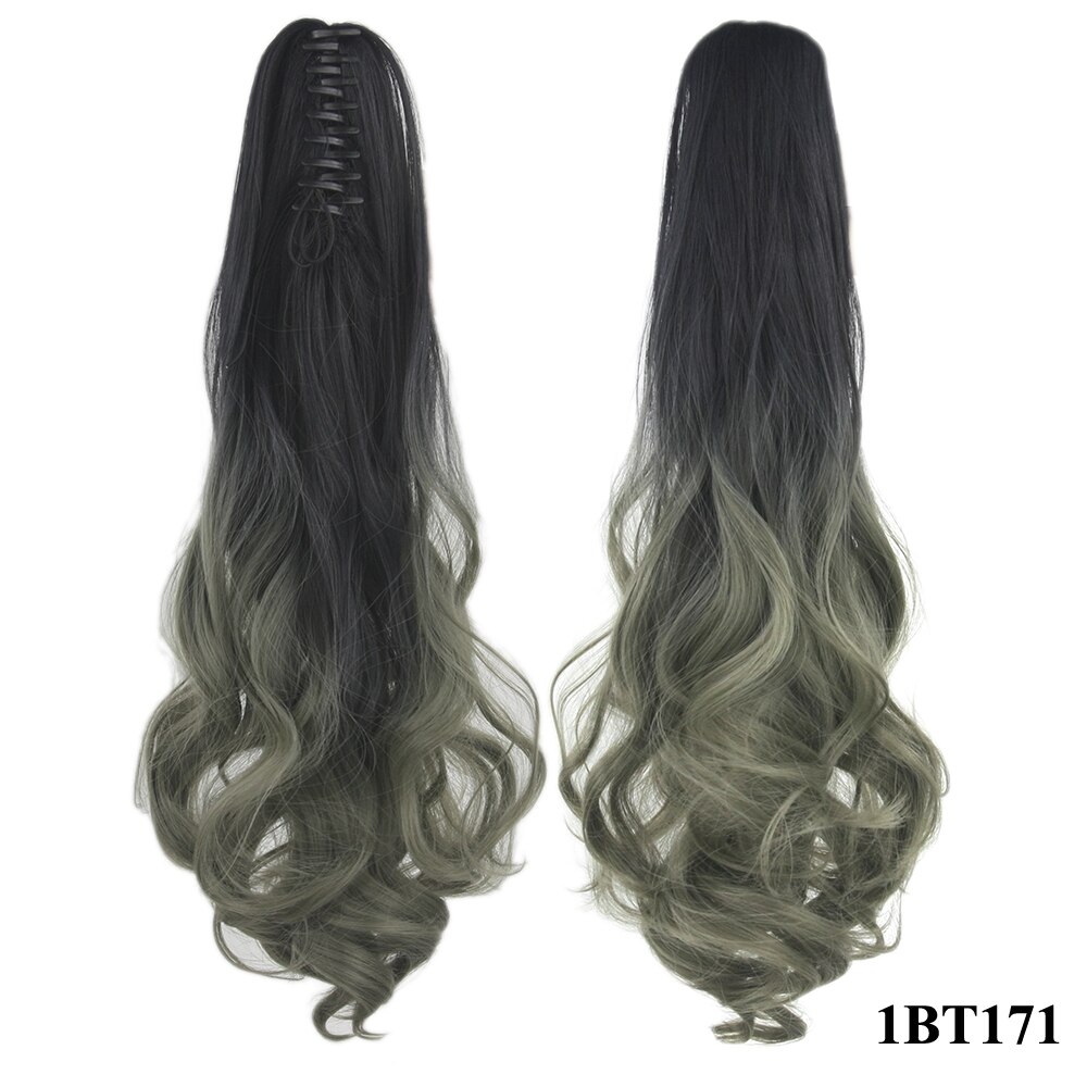 Soowee – Postiche Queue De Cheval synthétique à pince, 24 pouces, Extensions De cheveux ondulés gris ombré, Postiche Queue De Cheval: Couleur naturelle