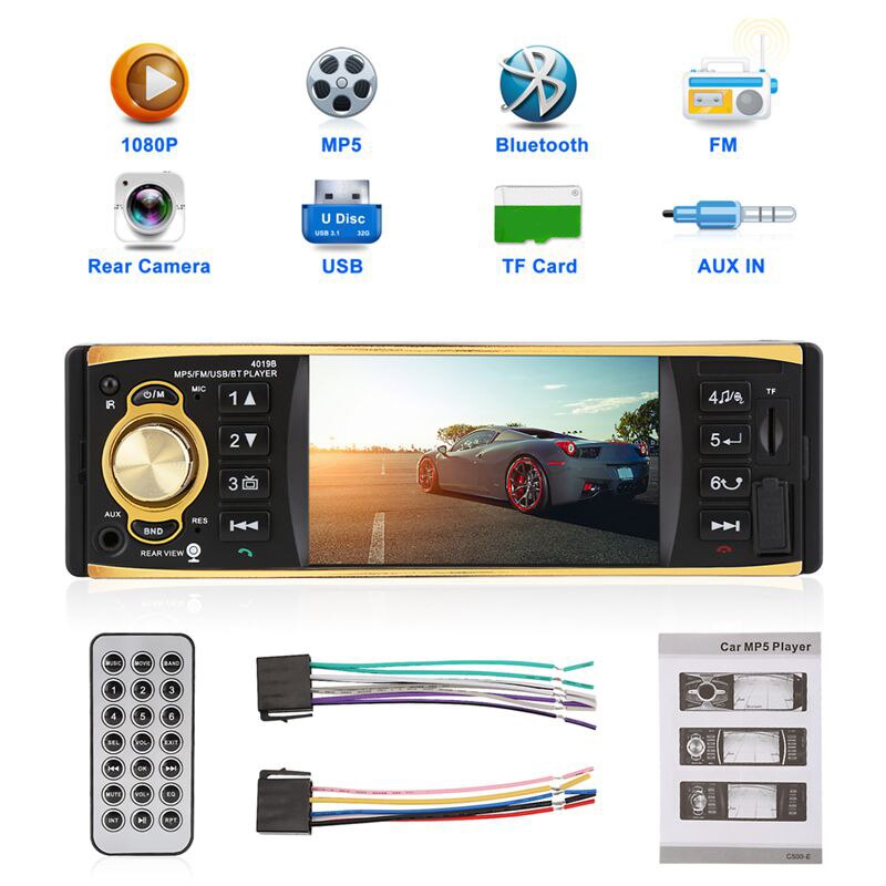 4019B 4.1 pouce 1 un Din autoradio o stéréo AUX FM Radio Radio Bluetooth Auto Radio avec télécommande