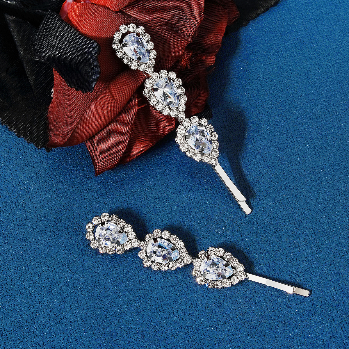 Bridal Barrettes Clear Crystal Women Hair Ornaments Hair Pins Women Hair Clips Bridal Hair Jewelry Accessories: Lavender