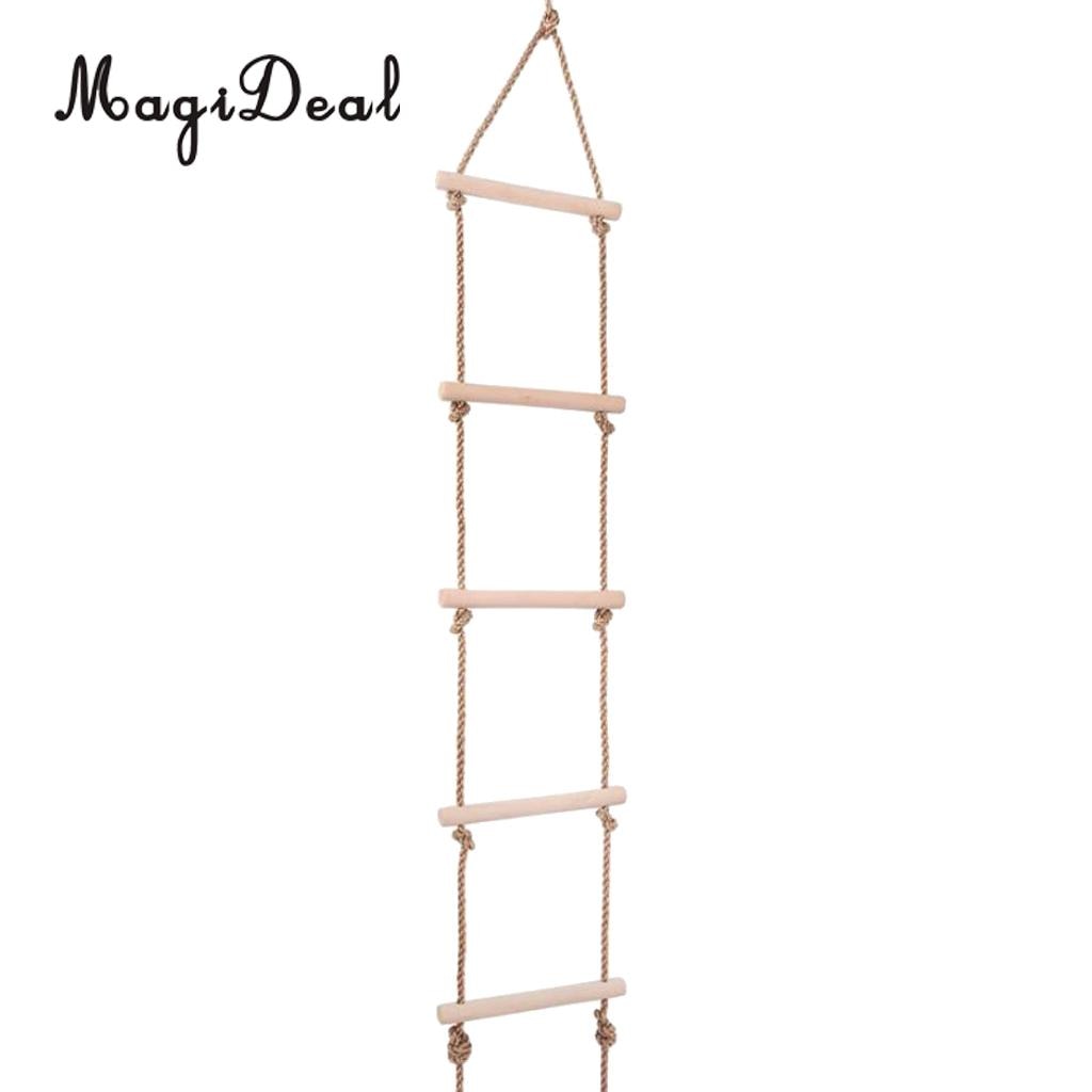 Magideal Kinderen Speelhuisje Boom Huis Houten 5 Rungs Touw Klimmen Ladder Speelgoed Voor Indoor Outdoor Sport Veilig Speelgoed Kinderen Spelen game