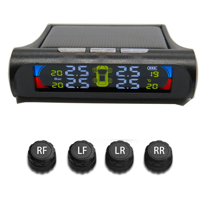 Tire Pressure Monitoring System TPMS Solar TPMS Sensor Tire Pressure With Tyre Pressure Sensor Tire Pressure Alarm: External sensor