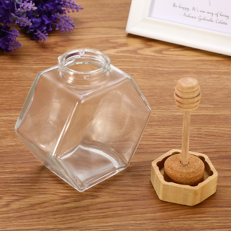 Ensemble de mini pots à miel hexagonaux en verre avec couvercle