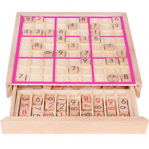 1 Set Sudoku Educational Multi-function Wooden Desktop Games Sudoku for: Pink