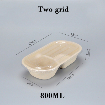 10 PCS Bento Box Eco-Friendly Lunch Box Food Container Disposable Pulp Microwavable Dinnerware Home Healthy Material Lunch Box: Two grid B / 10Pcs