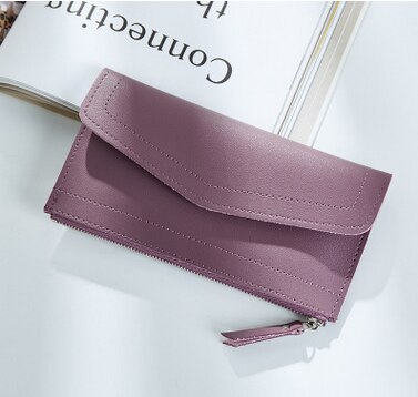 Women Wallets thin Simple Zipper Hasp Purses Business Credit Card Holders Clutch bag Standard Long Ladies Wallet: 1