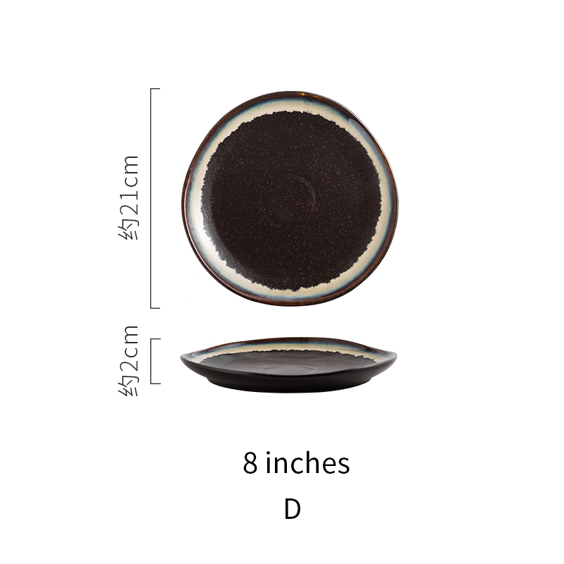 RHE Irregular edges Ceramic plate set Restaurant kitchen home dinner Steak Salad Dim Sum Plate Party porcelain plate: D-8 inches