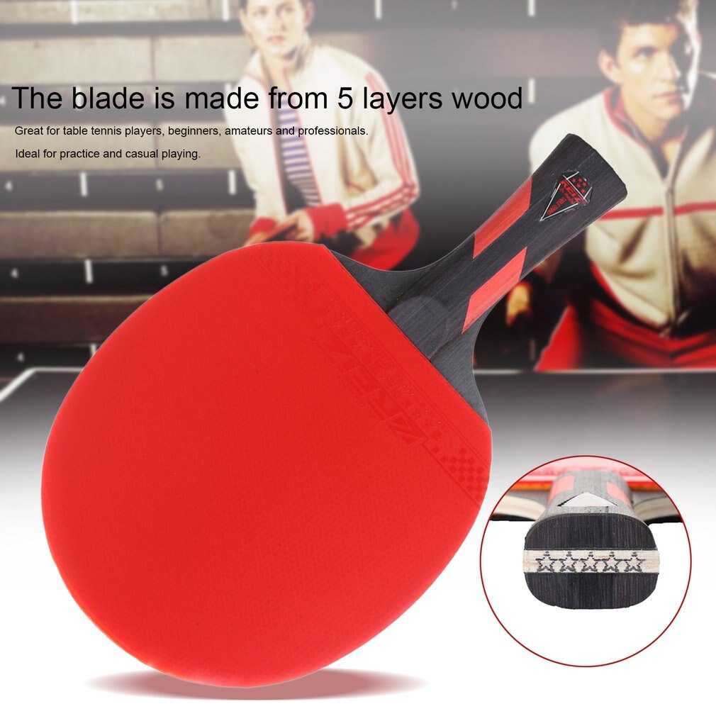 REIZ 5 Stars Table Tennis Racket Short Or Long Handle Shake-hand Ping Pong Paddle Match Training Racket With Case