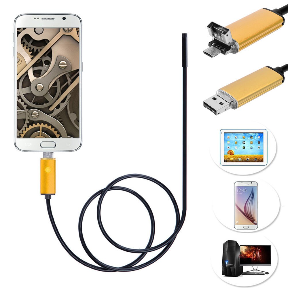 Ouhaobin 2 in 1 Android USB Endoscope Inspection 7mm Camera 6 LED HD IP67 Waterproof 10M Apr 10