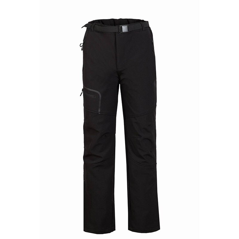 Men‘s Soft shell pants outdoor windproof waterproof Hiking pants thermal fleece Lined softshell pants Mountaineering trousers: black / S