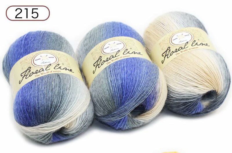 5pcsX100g 100% Cashmere Yarn crochet yarn for knitting Rainbow Line Fancy Melange Combed Sewing: 215