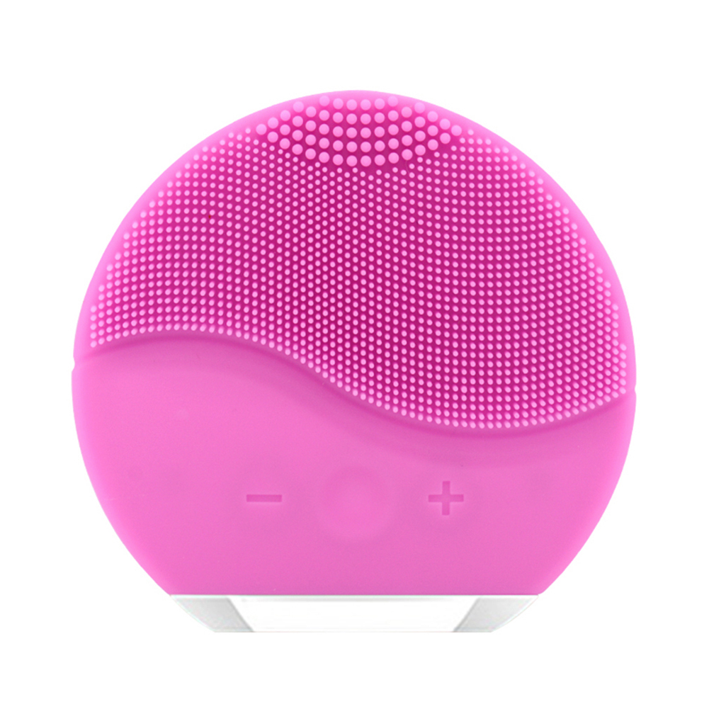 Mini brosse électrique ultrasonique de nettoyage de visage de Silicone portatif USB chargeant le nettoyeur profond de Vibration de Massage de lavage de peau de pores: pink