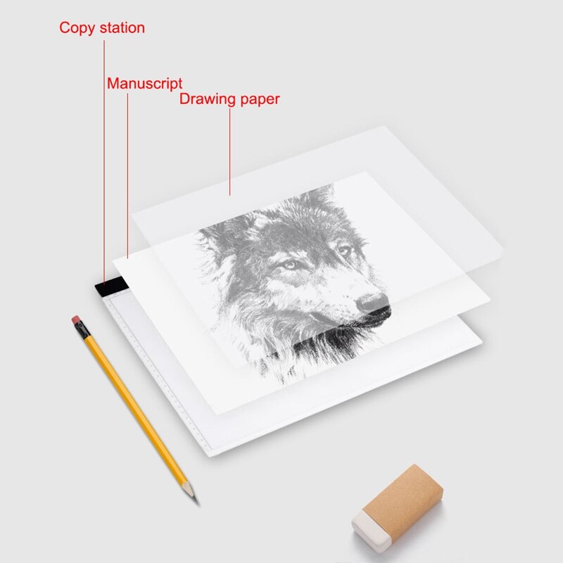 A3 Dimmable LED Drawing Copy Pad with Scale USB Power Light Table for Painting Writing Animation Sketching