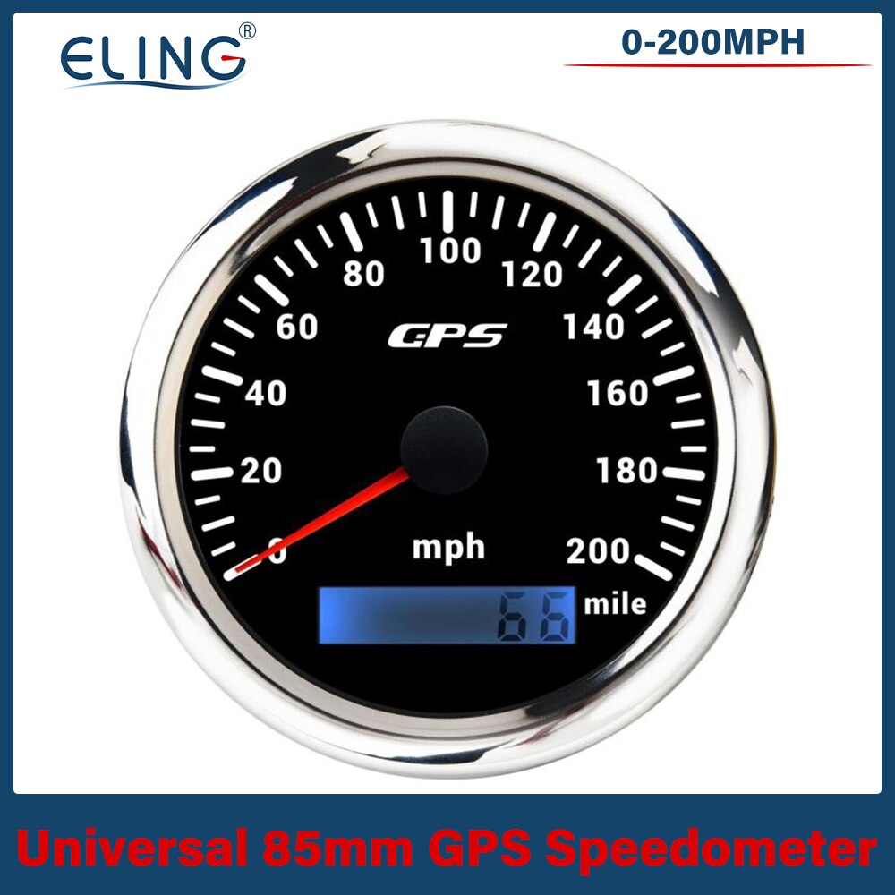 Velocímetro universal 30/60/120/200 km/h 30/60/80/120/160/200mph de eling de 85mm gps com luz de fundo de 7 cores da antena de gps para o carro do barco: 200MBS