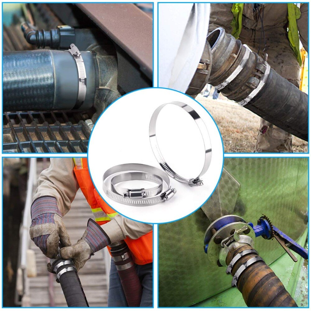 2.5-12 Inch Stainless Steel Duct Clamp Worm Gear Pipe Clamps Hose Clips Fuel Hose Pipe Clamps Worm Drive 46-310mm Hose Clamp