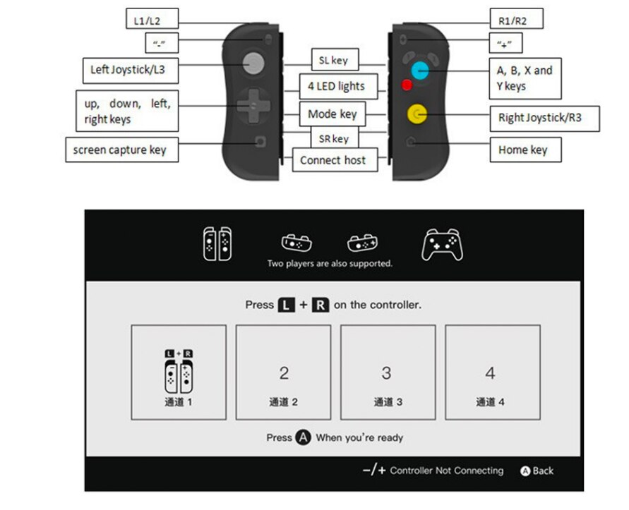 Fuld funktion bluetooth trådløs controller til switch inklusive joycons vibrationer og sensorfunktioner et-klik wake-up nfc