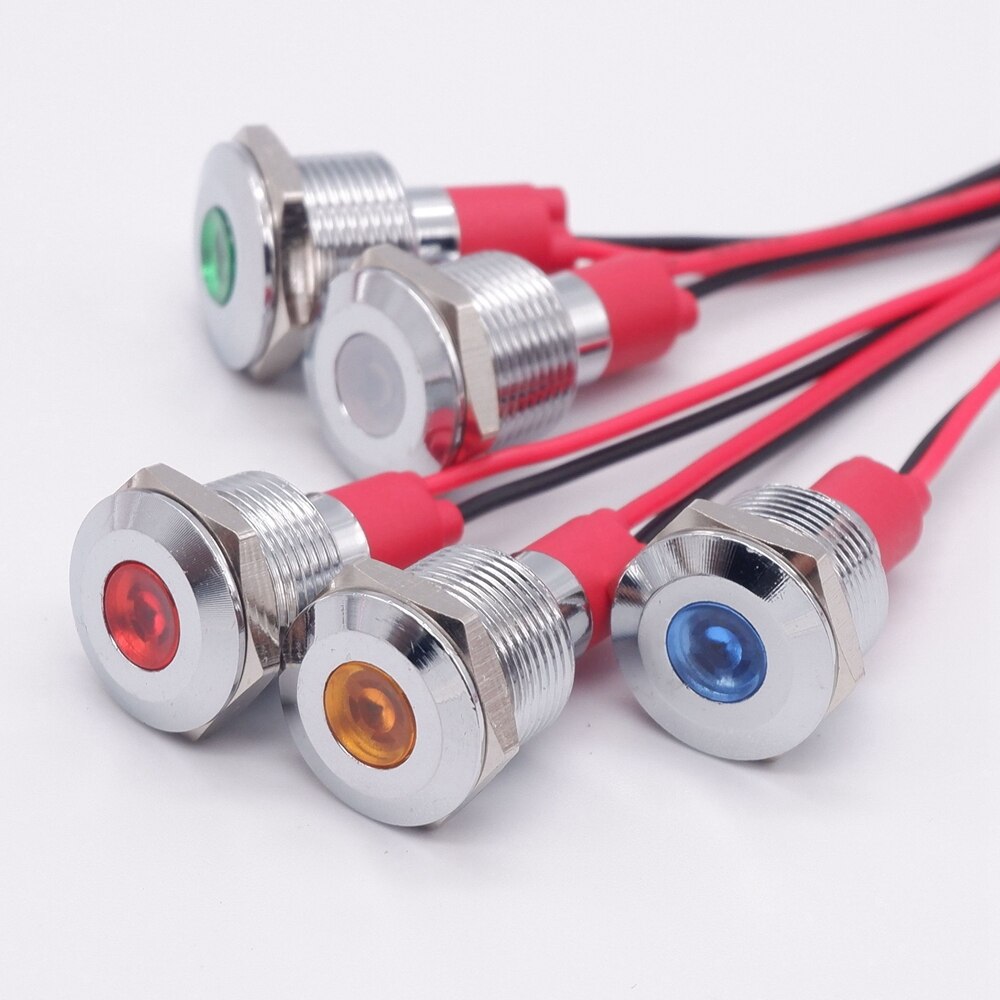 1PC 12mm Metal Signal Lights Lamp 12V LED Indicator Pilot Light Car Boat LED Warning Dashboard Instrument Pilot light 220V