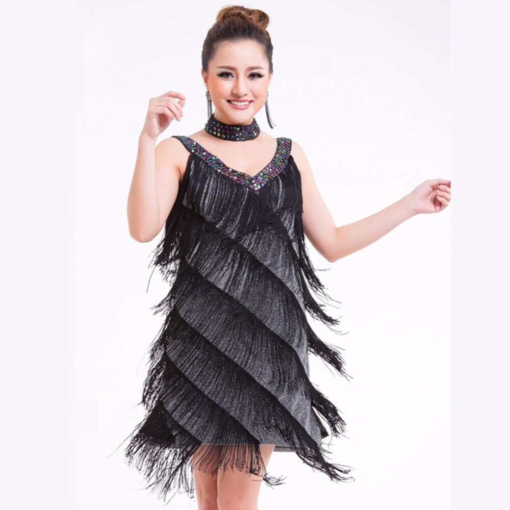 Sexy V-Neck Women's Flapper Dress 1920s Tassel Cocktail Fringe Dress party costumes
