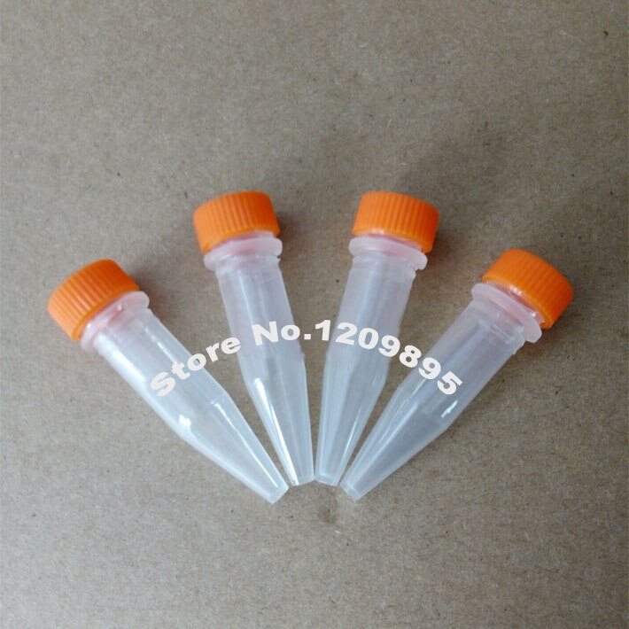 500pcs/lot 1.5ml 10*45mm Plastic cryogenic vials Screw cap sharp bottom Centrifuge tube Laboratory cryovial with Seal ring