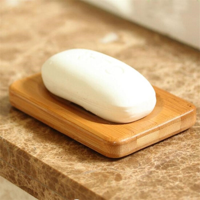 Soporte de bandeja de jabón para platos de madera de bambú, soporte de almacenamiento para jabones antideslizante para ducha, estante de drenaje para limpieza en seco, accesorios de baño