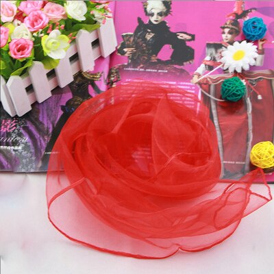 Sparsil Vrouwen Zomer Lente Transparante Vierkante Sjaal Effen Kleur Hoofd Dragen Dunne Chiffon Sjaals Mode Organza Wraps70cm * 70Cm: Big Red