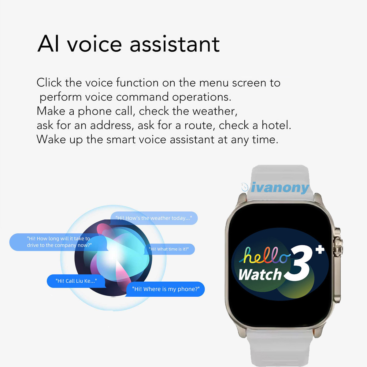 Oryginalny inteligentny zegarek Witaj 3 plus ultra Amoled 49mm 4GB/Rom Whatsapp przypomnienie zdalna muzyka asystent głosowy kompas Smartwatch
