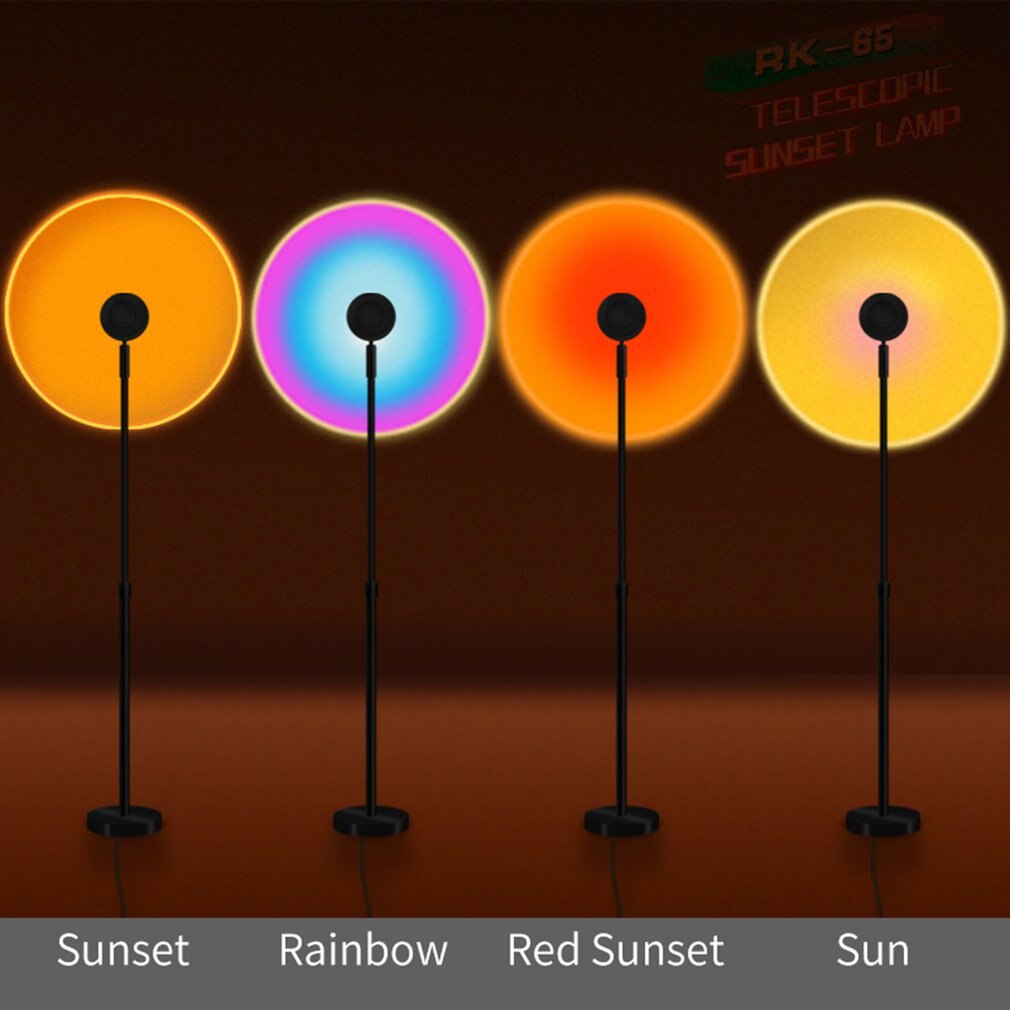Sunset Projector Lamp Rainbow Atmosphere Led Night Light for Home Bedroom Background Wall Decor Video Photpgraphy Shooting Lamp